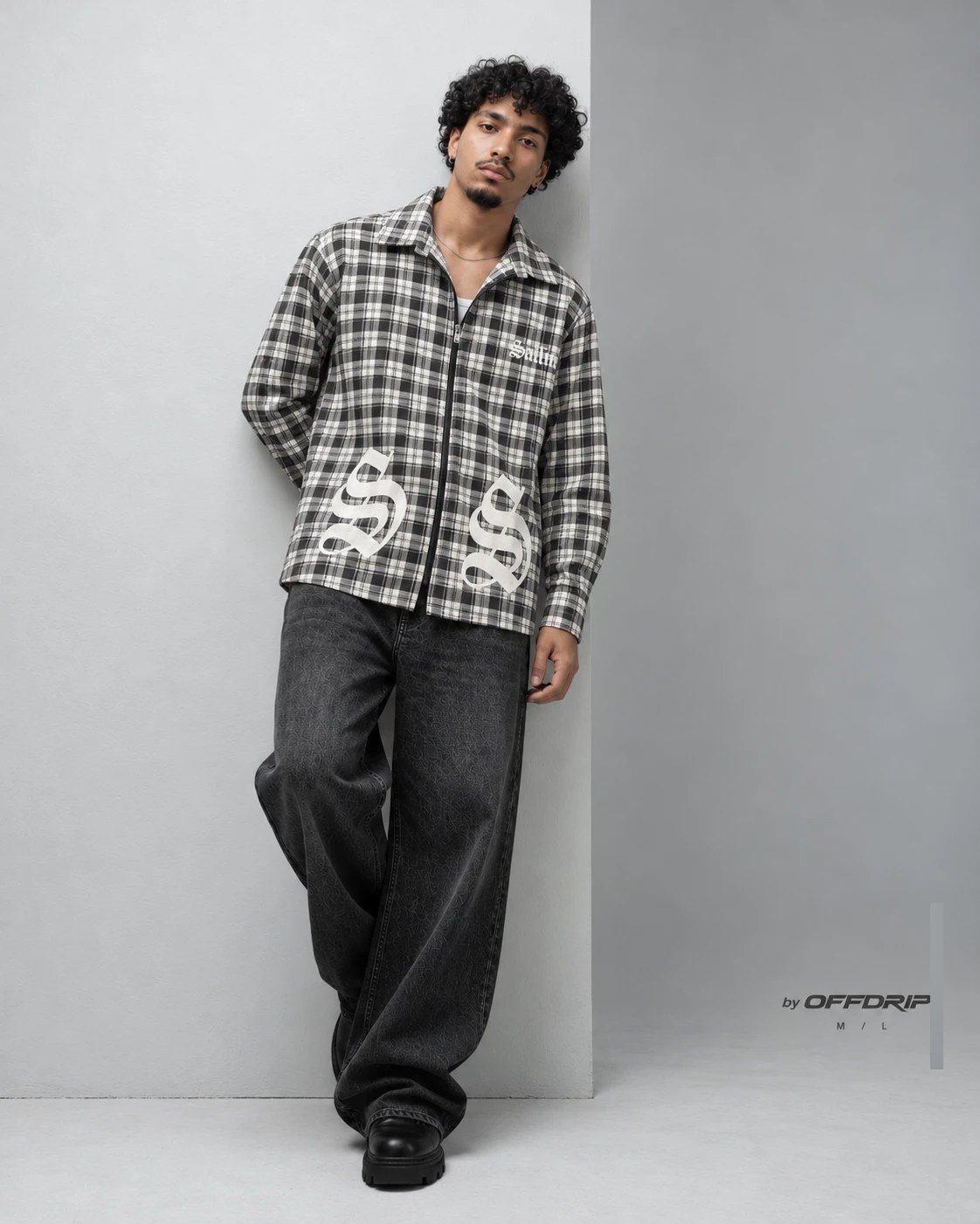 Savage plaid zip shirt · Black check
