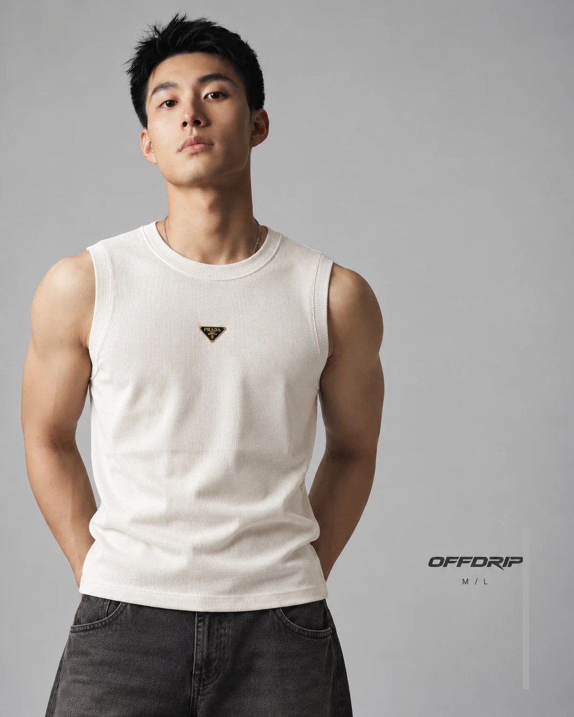Chalk ribbed vest · White